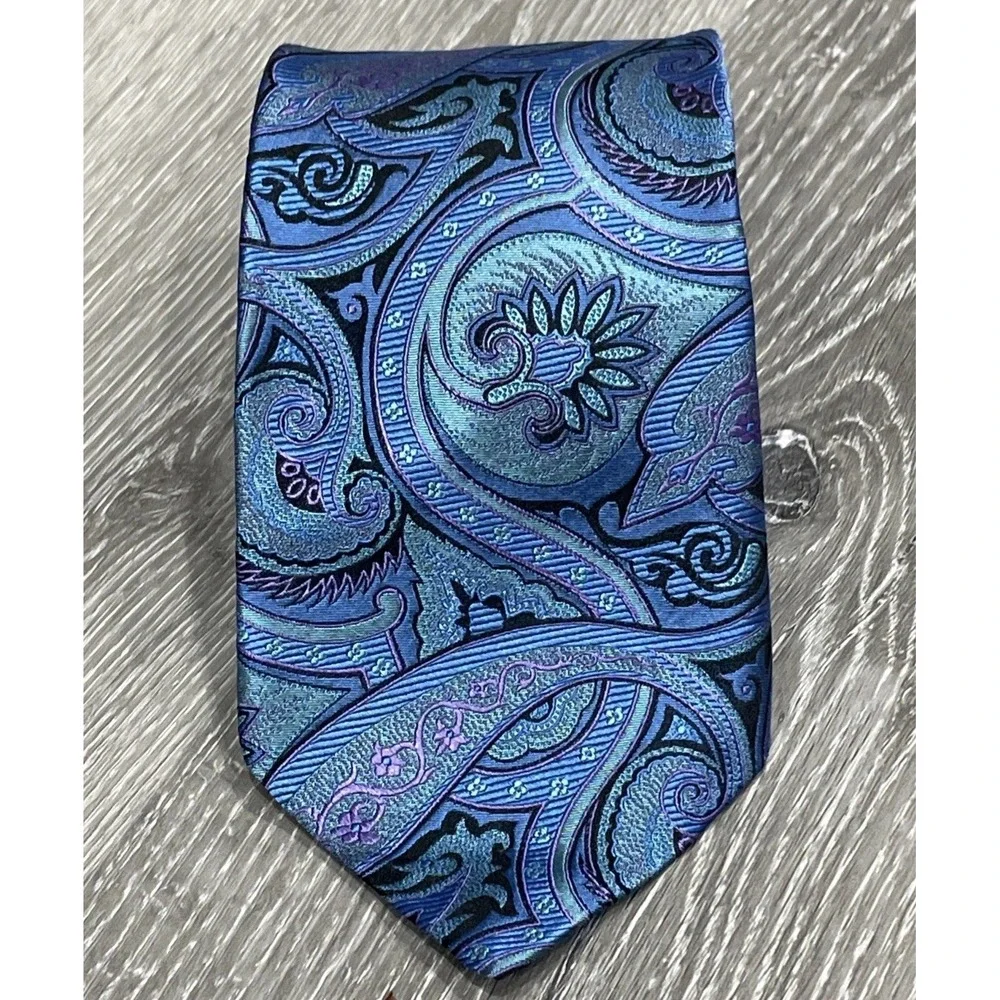 ROBERT TALBOTT Best Of Class NORDSTROM Paisley HIP Blue Purple SILK NECK‎ TIE